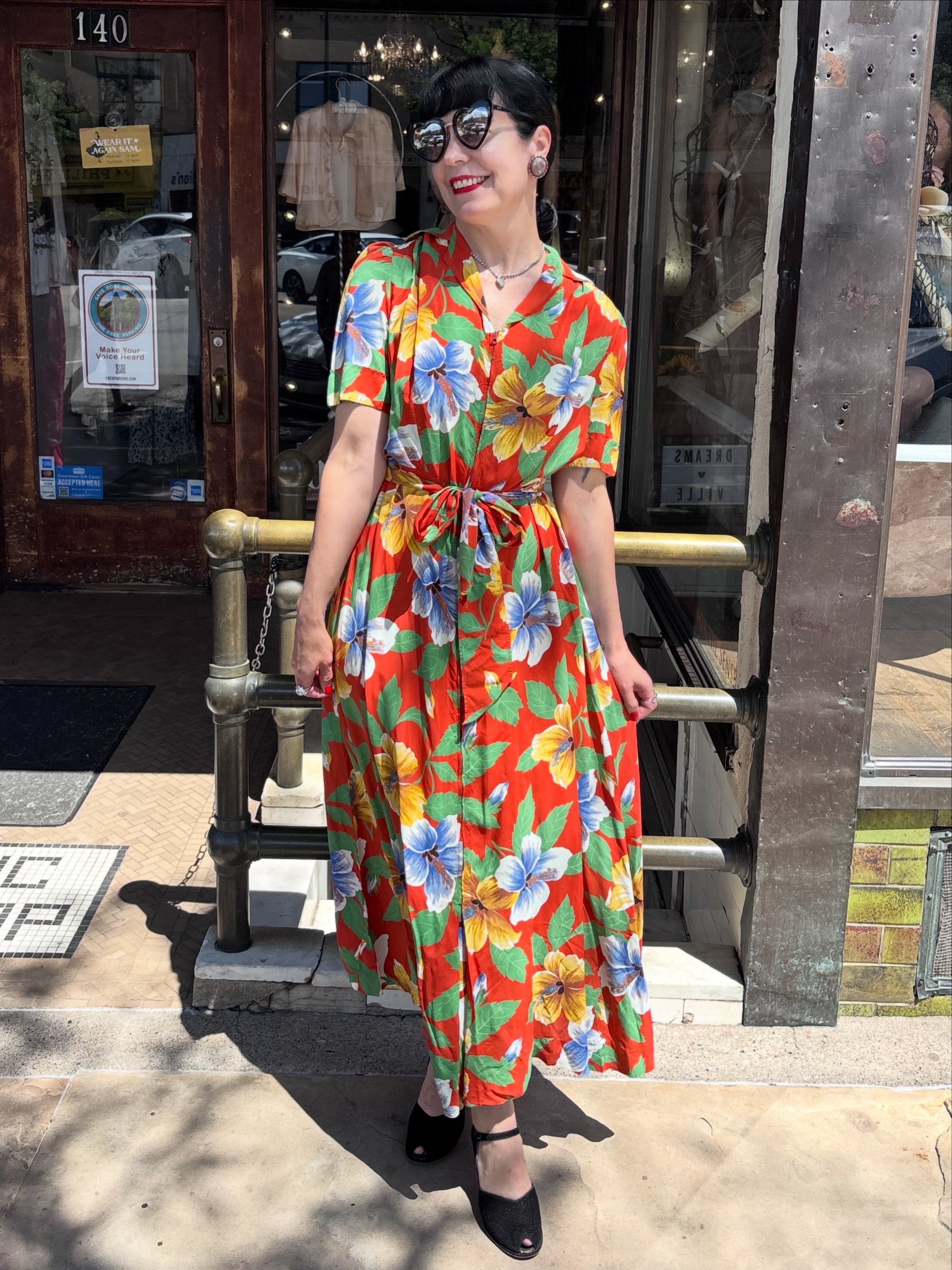 1940s Cold Rayon Tropical Floral Printed Dress – Wear It Again, Sam